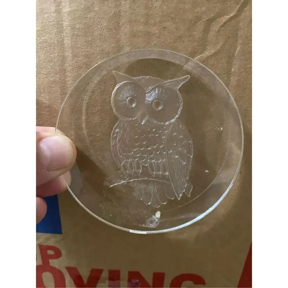 Vintage lucite etched owl in tree limb